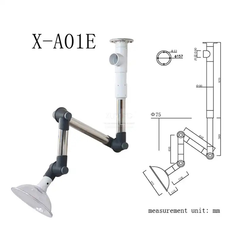 Fume extractor na may hindi kinakalawang na asero braso 150-350 m³/h