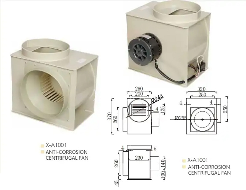 Anti-Corrosion PP Centrifugal Fan 250mm