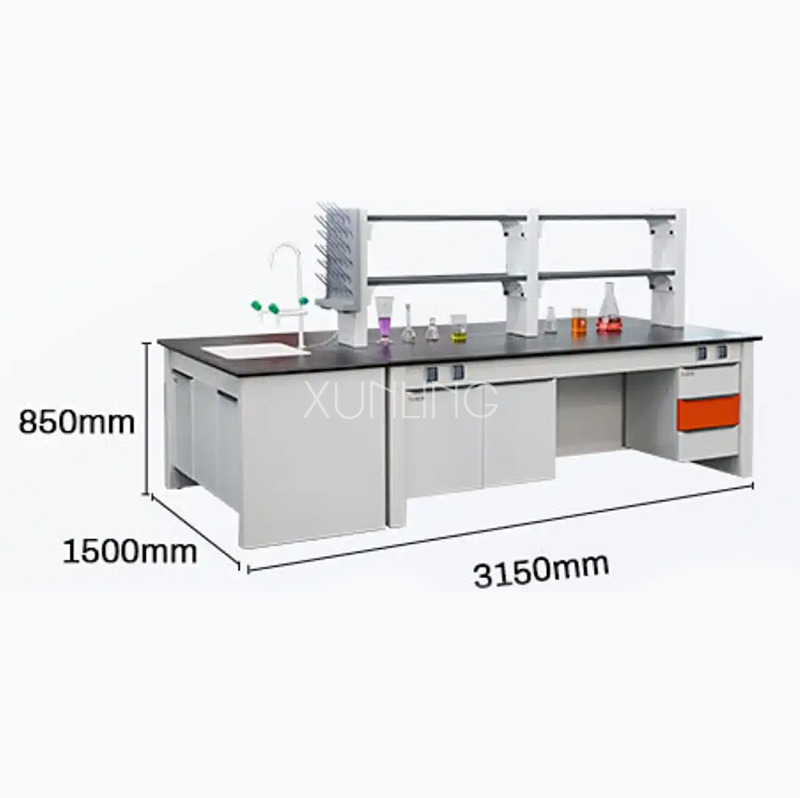 Laboretabelle mit Reagenzienregal einstellbar
